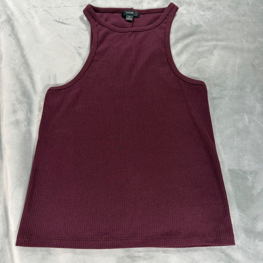 J Crew Top Womens Maroon Burgundy New Favorite Tank Vintage Ribbed Size Medium